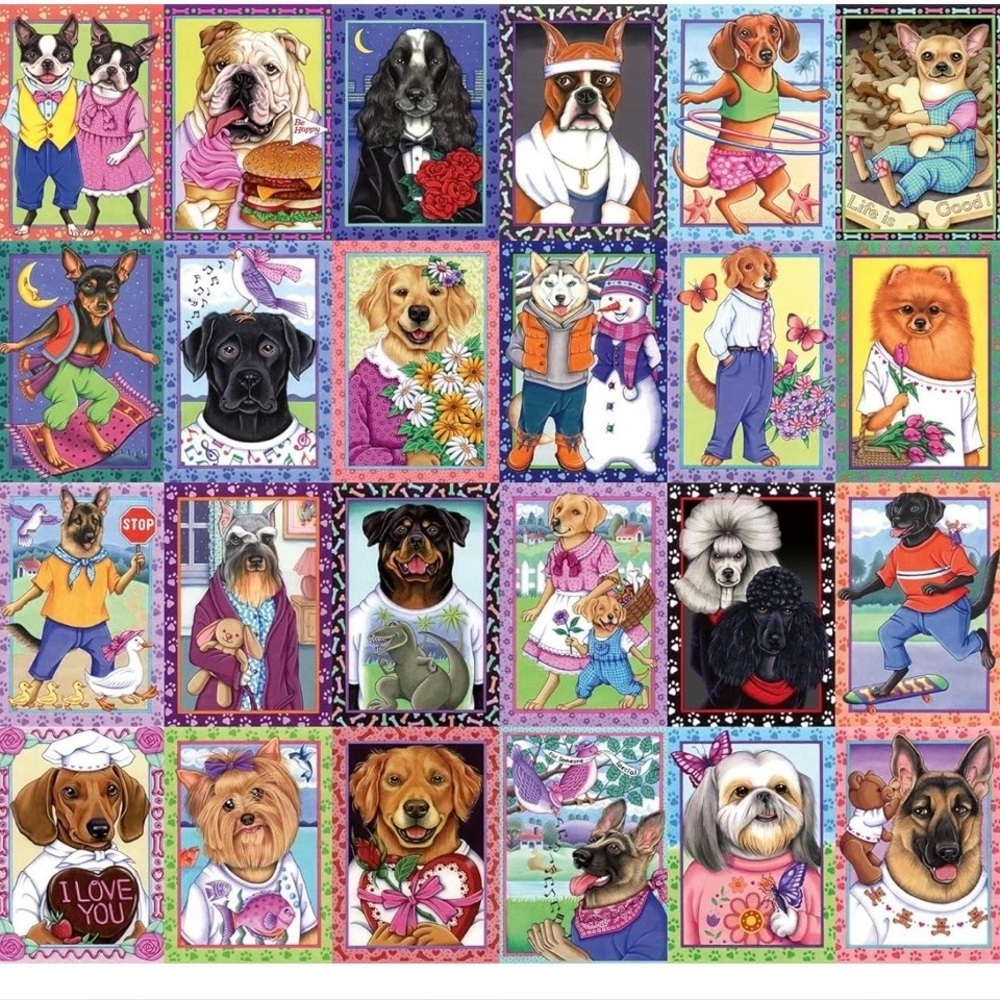 Wonder Forge 1000 Piece Dog-Themed Interlocking Jigsaw Puzzle Multicolor